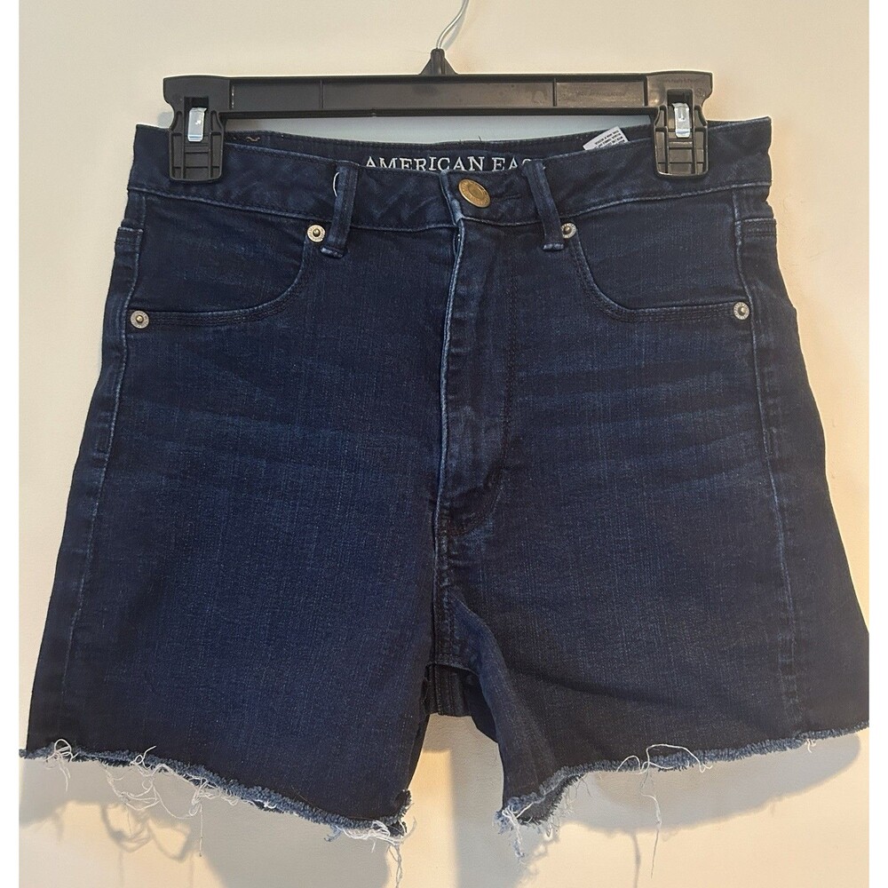 American Eagle Shorts Womens Sz 8 Super Stretch Blue Denim Cut Off - Excellent